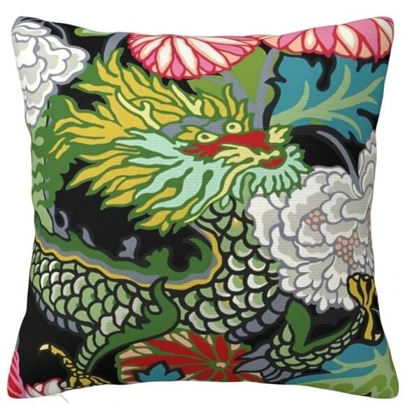 Pillow Covers Throw Decor 18X18 Only Japanese Dragon Set 2  Asian Chinese - Picture 8 of 10